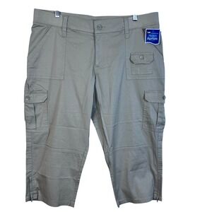 Lee Modern Motion Cargo Capri Pants Khaki Size 16 Stretch Zip Ankle (N722)